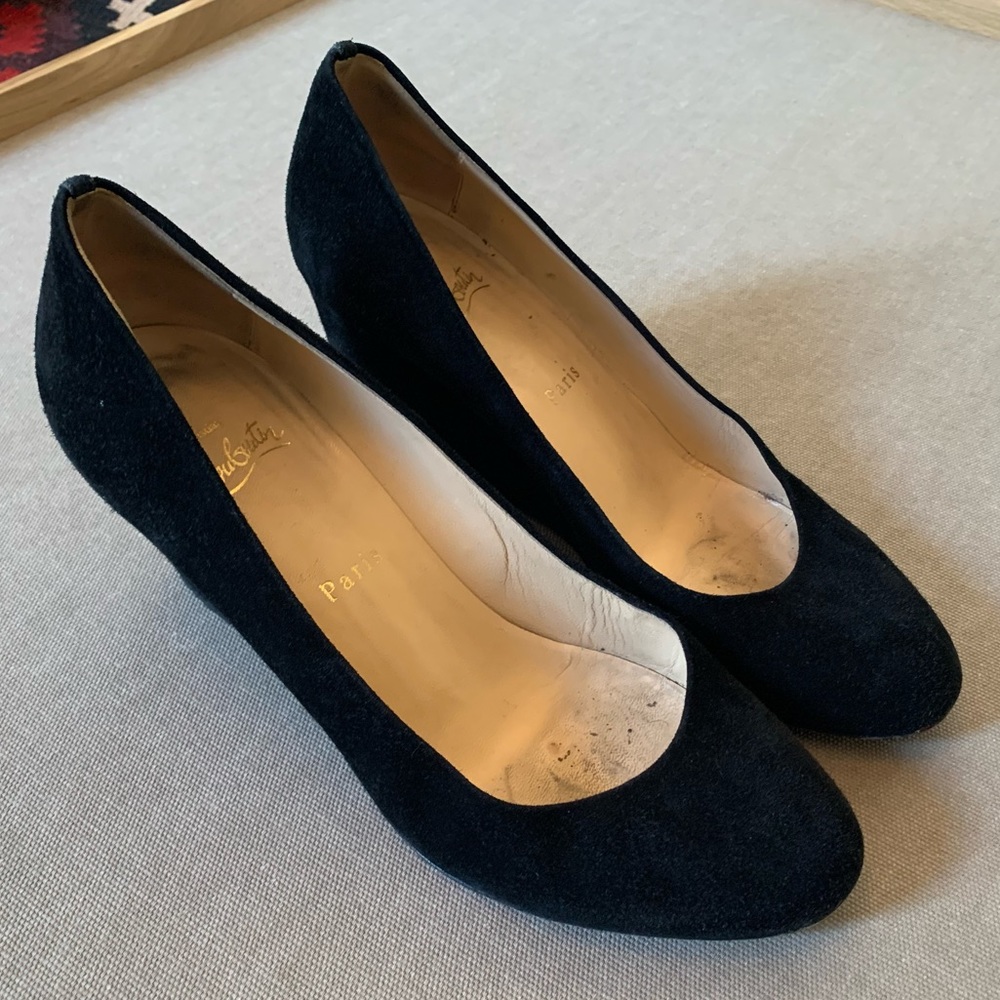Christian Louboutin Ron Ron Zeppa Black Suede Wedge
